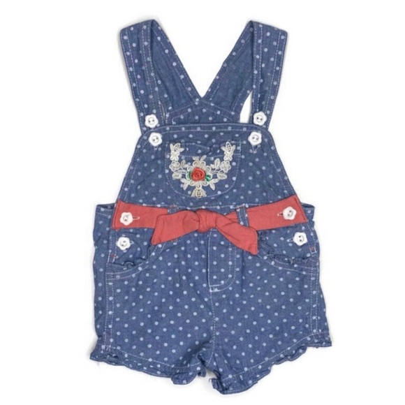 Other - Polka Dot Chambray Shorts Overalls